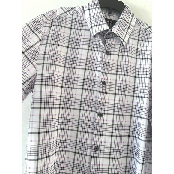 WRK 4-Way Stretch Pink Check Dress Shirt Size 15 Long Sleeve Modern Fit - Picture 4 of 6
